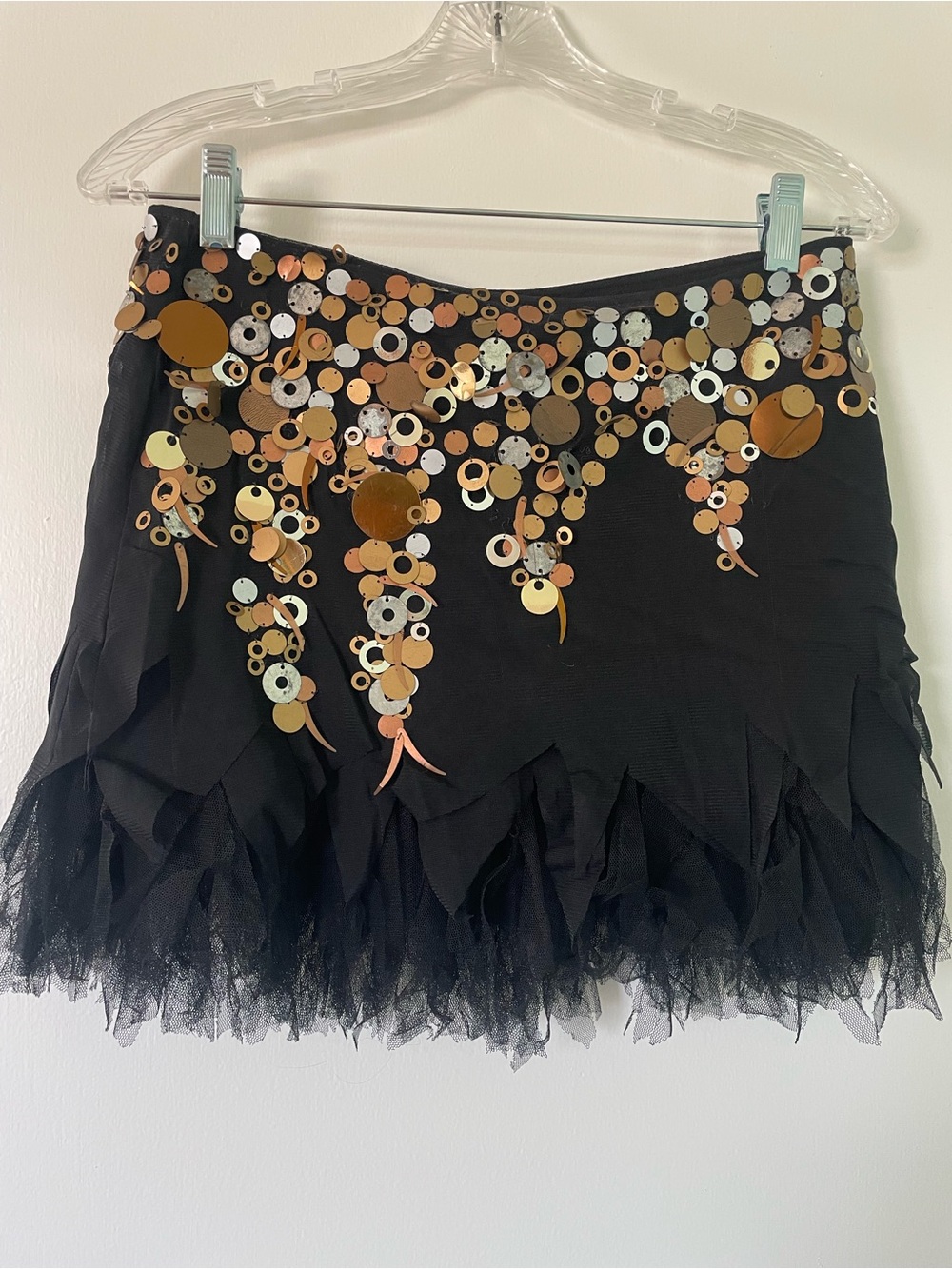 Marciano Black Mini Skirt with Gold & Silver Sequins